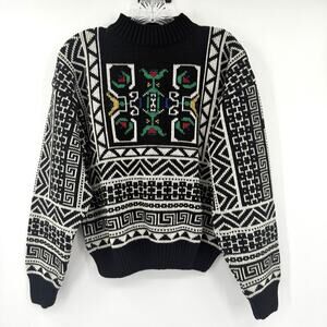 Vintage Demetre Sweater Womens L Acrylic Mock Neck Ski Retro Geometric 70's 80's